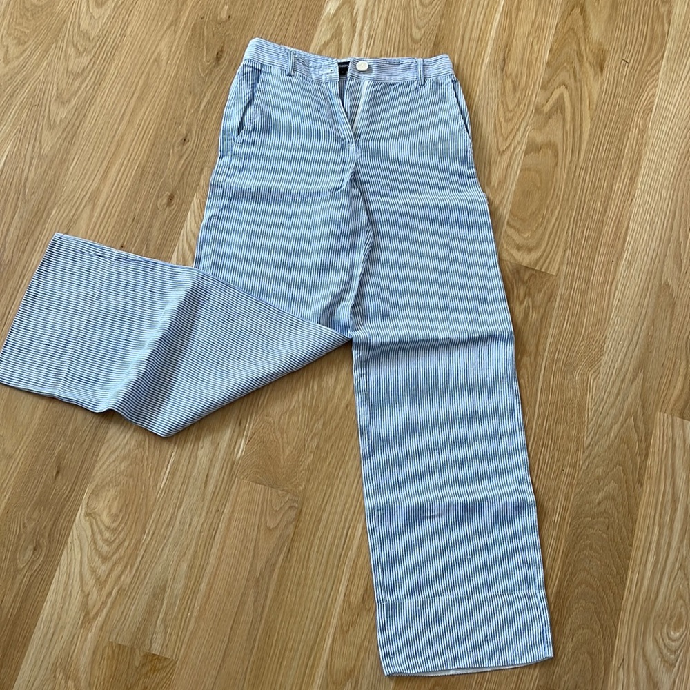Theory linen striped wide leg pants. Size: 0